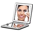OMIRO Compact Mirror, Classical PU Leather 1X/3X Magnification, Pocket Ultra Portable for Purses and Travel (Black)