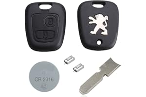 RKFUK® DIY Repair Kit - Replacement 2 Button Remote Car Key Fob Case with Blade 2 Micro Switches New Battery suitable for Peugeot 107 207 307 407 106 206 306 406 Keys Fobs for Peugeot Cars Vans