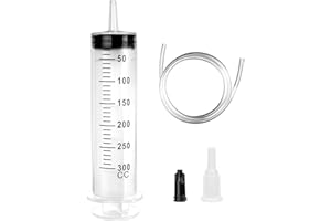 HXC Große Spritze 300ml Wiederverwendbare flüssige Spritze mit Katheter Plastikspritze mit großer Kapazität für Labor-, Industrie-, Garten- und Haustierfütterung