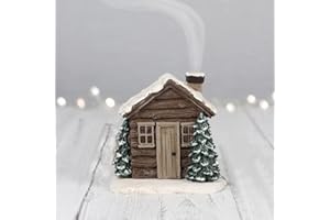 SJ TRADERS Log Cabin Incense Burner, Christmas Decorations for Meditation, Natural Aromatherapy Ornaments for Indoors to Fragrance, Ideal for Home Decor (H10cm X W10cm X D8cm)