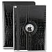 Produktbild iPad Air 2 Smart Case, elecfan ® 360 Grad Rotierende PU Leder Hülle Ultra Dünnen Leichtgewicht Tasche Wasserdicht Case Smart Cover mit Ständer Multi Winkel Betrachtung Anti Kratzer Schutzhülle für iPad Air 2 (iPad Air 2, Schwarz)