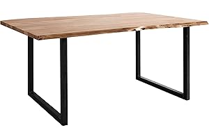 WOLF MÖBEL WOOD YOU LIKE WOLFMÖBEL Live edge Esstisch GURU mit Iron legs, 160x90, Platte 26 mm, Akazie, Farben: acana, legs black