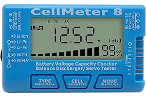 Probador de Capacidad de la Batería Digital AYWHP RC 8 Comprobador digital de capacidad con LCD para NiCd/NiMH/LiPo/LiFe/Li-ion Batería