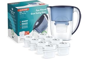 Aqua Optima Oria - Caraffa filtrante per acqua, 9 cartuccia filtrante Evolve+, capacità 2,8 l, per ridurre microplastiche, cloro, calcare e impurità, colore: blu