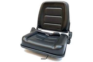 TABODD Universal Forklift Seat, Waterproof Garden Lawn Tractor Forklift PU Leather Seat with Retractable Seat Belt and Sliding Track
