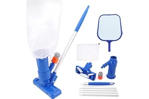 Pobusolt Pool Vacuum Cleaner Swimming Pool Pond Spa Jet Vacuum Cleaning with 5 Pole Section Bag Fish net for Swimming Pool Pond Fountain Cleaning Leaves Dirt Sand