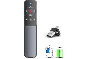 VOVIGGOL Pilot zdalnego sterowania do komputera Powerpoint z myszą powietrzną, USB/typ C 2 w 1 Akumulator Prezentacja Cliquer Zapette Powerpoint Wskaźnik slajdów Bezprzewodowy prezenter dla komputerów