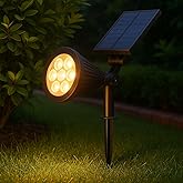 7W Solar LED Bah&ccedil;e Armat&uuml;r&uuml; 3200K G&uuml;nışığı &ndash; G&uuml;neş Enerjili Kazıklı & Duvar Montajlı &Ccedil;im Aydınlatma Lambası &ndash; 7 LED, IP65, 90