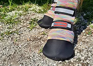 All Weather Neoprene Paw Protector Dog Boots with Reflective Straps in 5 Sizes! (Multicolor XL)