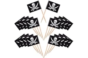 YIYAO Pirate Cocktail cure - dents drapeau gâteau topside Food, apéritif, cocktail, enfants Halloween fête d'anniversaire décoration Cupcake decor (100)