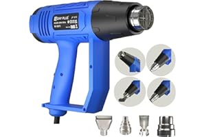 VICKYHOME 2000W Décapeur Thermique, Pistolet à Faire Chaud 50-650° Température Réglable, Avec 2 Vitesses Variables, Débit d'air à Double Vitesse, 4 Buses, Décapage de Peinture Rapide