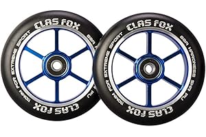 CLAS FOX 110mm One Pair Pro Stunt Scooter Wheels with ABEC-9 Bearings CNC Metal Core (2pcs) (Black blue)