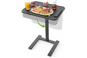 SAIJI Mobile TV Tray Table, Heavy Duty Metal TV Trays for Eating on Couch, Height & Angle Adjustable Desk for Bed, Sofa, Recliner, Portable Small Foldable Tables