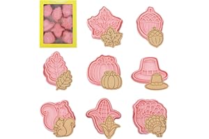 ZDQC 8 Pezzi Formine Niscotti Ringraziamento,Tagliabiscotti Autunnali,Tagliabiscotti Foglie Autunnali,Stampi Biscotti Zucca 3D,Formine Biscotti Autunno (Ringraziamento)