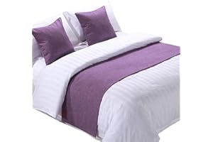 Zhiyuan Solid Linen-Like Hotel Bed Foot Runner Home Decorative Bed Scarf Dining Table Runner 50 x 240 cm, Purple