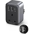 UGREEN UK to European Plug Adapter PD 30W Travel Adapter with USB C GaN Fast 4-in-1 Travel Plugs UK to EU for Germany France Spain Iceland Greece Poland Portugal Austria Netherlands Turkey