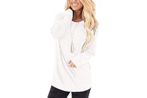 WNEEDU Donna Magliette Maniche Lunghe Casual Tunica T-Shirt Felpa Girocollo Tops