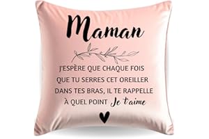 NALKEEZ Cadeau Maman-Housse de Coussin personnalisé Femme-Idée Cadeau -Cadeau De Noël-Cadeau Femme-Cadeau Anniversaire Maman-Fête des Mères-Cadeau Original- Idées Cadeaux - 45x45 cm