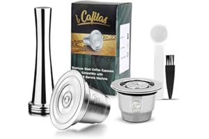 i Cafilas à Café à Capsules Acier Inoxydable Compatible for l'or Barista LM8012/60 Rechargeable Coffee Capsule,Metal réutilisable Café Capsules, Measuring Spoon + Brush with Tamper (Big+Small Cup)