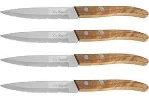 Lou Laguiole 497511NT01PK4 Forest Set de 4 Couteaux Office, Acier Inoxydable, Bois Naturel, 22 x 13 x 2 cm
