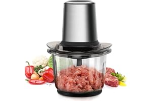 AETKFO Zerkleinerer Küche Elektrisch, Multizerkleinerer Elektrisch 400W mit 1.5L Glasbehälte, Food Processor Elektrisch Universalzerkleinerer 2 Geschwindigkeitsstufen für Fleisch, Obst, Gemüse, Babynahrung