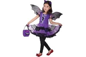 ZUCOS Ragazze Pipistrello Halloween Costume Strega Carnaval Cosplay Costume Tutu Set per bambiniacchetta magica