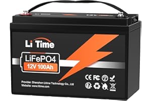 LiTime Batterie Lithium 12V 100Ah, Rechargeable Batterie LiFePO4 avec 100A Protection BMS et 4000-15000 Cycles Profonds, pour Camping-Car, Bateaux, Système Solaire, Hors-Réseau