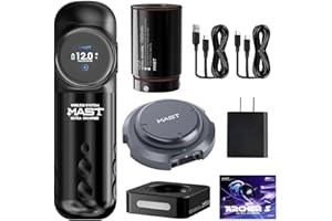MAST TATTOO Mast Kit Tatuaje Archer S Max - Máquina Tatuar Rotativa Tattoo Machine Pen Inalámbrica, Pluma para Tatuar Sin Cable,Stroke Length 4.2mm, Motor Brushless, 2 Baterías 1600mAh, Carga Rápida