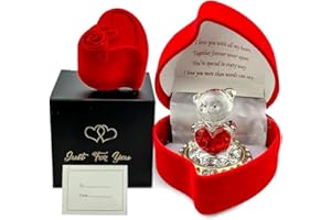 SAFRI Teddy Bear Girlfriend Boyfriend Husband Wife Fiancee Fiance Gift Christmas Valentines day Gift Boxed Glass Ornament Mum Mothers Day Present