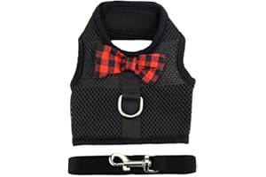 Hypeety Bunny Kitten Harness No Pull Cat Leash Stylish Vest Harness for Small Animal Adjustable Soft Breathable Walking Harness Set (BLACK, S)