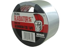 GLADIATOR TAPE UK Gladiator® Aluminium Tape (50mm x 10m) | Highly Adhesive Aluminium Foil Tape, Insulation Tape For Insulating And Sealing Ducts | Heat Resistant | Silver