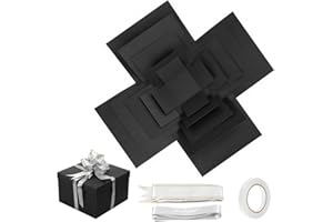 VIQIHEOE Boîte à Explosion Créative à 5 Couches, Boîte Créative Cadeau Pliable, Bricolage Boite à Surprises Bonbons avec Ruban et Ruban Adhésif, pour Anniversaire Cadeau de Saint Valentin Anniversaire(Noir)