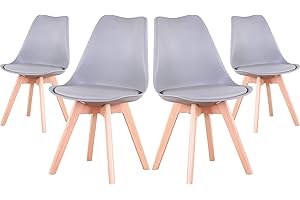 EGOONM Sillas Comedor Pack 4, Nordicas Sillas para Cocina, Oficina, Bar, Sala de Estar-Silla de Cena (Gris)