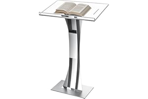 Vakiorn Acrylic Clear Podium Stand, 43” Pulpit for Churches, Modern Lectern for Classroom, Conference, Wedding and More (Silvery)