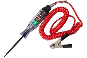 CLICITINA Automotive Test Light Digital LED Circuit Tester 6V/12V/24V Auto Electric Tester Light Tool With Voltmeter And Probe For Checking Vehicle Car Truck Motorcycle Boat Fuses Car Checker (A, One Size)