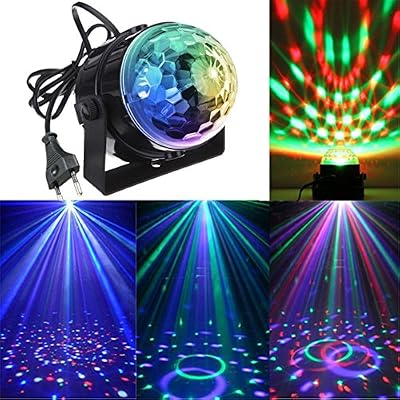 KINGSO Lampe de Scène 5W 100-240V Lumière de Stade Eclairage Soirée Mini Projecteur Spot RGB/GVB LED pour KTV, Bar, DJ Disco, Lumière d'Atmosphère Ampoule Boule Cristal à Commande Sonore Noir