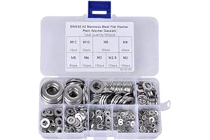VIKYE 580PCS Unterlegscheibe, Edelstahl M2 M2,5 M3 M4 M5 M6 M8 M10 M12 Unterlegscheiben-Sortimentssatz, Verbindungselemente-Sortimentssatz