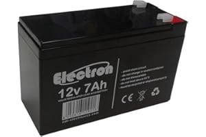 ELECTRON Batterie au plomb rechargeable 12 V, 7 Ah, 20HR pour alarmes antivol, lampes d'urgence, jouets Peg Perego de 7,2 Ah / 7,5 Ah