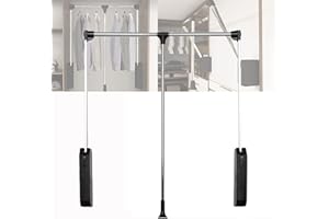 VFDZ Garderobenlift, Verstellbare, Seitlich Montierte Schrankstange zum Herunterziehen mit Teleskopgriff , Robustes Stahlrohr mit Schwarzem Kunststoffgehäuse, Tragfähigkeit 40 kg(Size:890-1210mm)