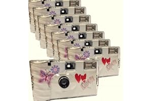 8 x 1A PHOTO PORST Hochzeitskamera mit Schmetterling/Einwegkamera/Partykamera (je 27 Fotos, mit Blitz, 8-er Pack)
