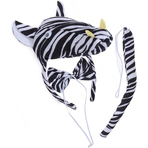 Disfraz Carnaval Infantil Disfraz Cebra Para Niños - Diadema Y Cola De Animal - Para Carnaval Halloween Fiestas - Set Completo Orejas Cebra Tela