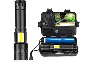 ‎PANYIXUAN Taschenlampe LED 20000 Lumen, Taschenlampe LED Aufladbar Typ-C Extrem Hell Taschenlampe Batteriebetrieben, IP67 Wasserdicht Taschenlampen, 7 Modi mit COB-Arbeitslichti, 2 Abschnitte 26650 Batterie