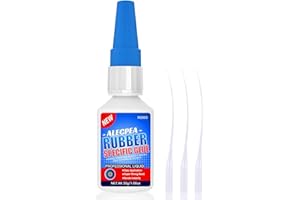 ALECPEA 30g Rubber Glue - Fast-Bonding, Weatherproof Adhesive for Rubber, Tire, Boots, Belt, DIY Crafts, Car, Rubber Edge,Rubber Tube,Shoes, and More - Quick Set in 15 Seconds, 3 Applicator Nozzles