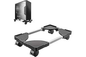 BOTEWO Supporto PC Case Fisso Con Ruote: Ventilato e Regolabile - CPU Mobile, Carrello Porta PC Sotto Scrivania (Nero)