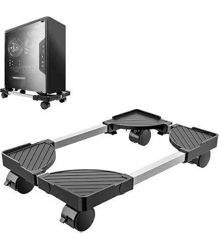 Support PC Bureau Réglable - Support CPU Mural Ou Sous Bureau En Métal, Hauteur Et Largeur Ajustables | Jusqu'à 66 Lbs, 360°