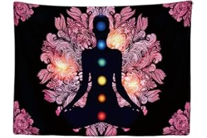 Ulticool - Appeso a Parete Decorazione - Chakra Energy Healing Mandala Rosa Nero - 200 x 150 cm Grande Murale Manifesto - Accessori Casa Soggiorno Camera da Letto Soffitto