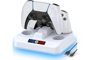 OIVO VGA DESIGN Station de Charge Manettes PS5, Chargeur Manette PS5 avec 9 Effets LED Ambiante, Charger PS5 Compatible avec Manettes DualSense PlayStation 5 et Edge, Accessoire de Support PS5