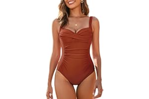 WIN.MAX Une pièce Maillot de Bain contrôle du Ventre Maillot de Bain rembourré froncé, Grande Taille pour Femmes Vintage Push Up Monokinis, pour Cupule C à DD