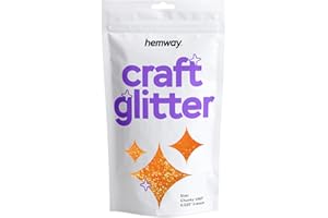 Hemway Craft Glitter Multi Purpose Flakes for Arts Crafts Tumblers Resin Epoxy Nails Wax Scrapbook Glass Schools Decorations - Fluorescent UV Neon Orange - Chunky (1/40" 0.025" 0.6mm) 100g / 3.5oz