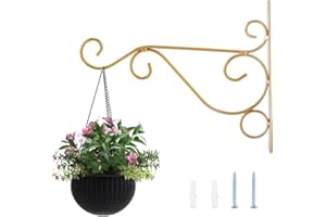 JENNGAOO Hanging Plant Bracket, 10 x 8.3inch Iron Wall Hook Plant Hanger Bracket for Bird Feeders, Planters, Lanterns Indoor Outdoor Home Garden Decoration (Gold)